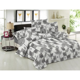 Σεντόνια Σετ Υπέρδιπλα Με Λάστιχο 160x200+33 Le Blanc Premium Leaves Grey