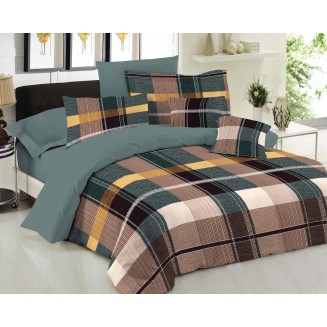 Σεντόνια Σετ Υπέρδιπλα 240x270 Le Blanc Premium Squares Green