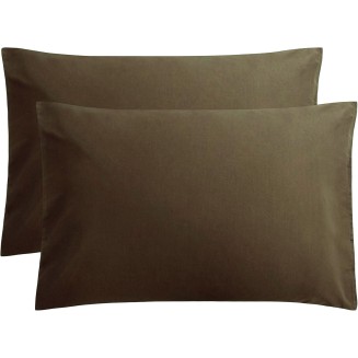 Μαξιλαροθήκες Σετ 2 Τεμαχίων 50x70 Le Blanc Μονόχρωμες Brown