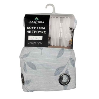Κουρτίνα Με Κρίκους 270X265CM Lucktora A6069 7 Λευκό/Σιέλ