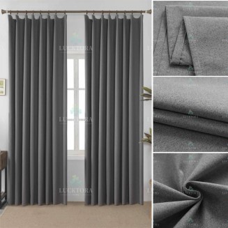 Κουρτίνα Με Τρέσσα 270X270CM Lucktora 6010 42 Γκρί  100% Blackout