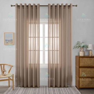 Κουρτίνα Με Κρίκους 270x270CΜ Lucktora A6030 4 Καφέ