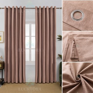 Κουρτίνα Με Κρίκους 270x255CΜ Lucktora Α8035 2 Ροζ Βελούδινο