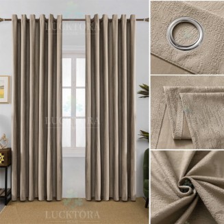 Κουρτίνα Με Κρίκους 270x255CΜ Lucktora Α8035 4 Καφέ Βελούδινο