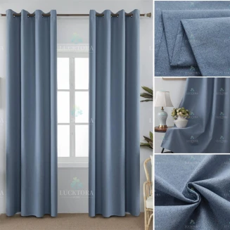 Κουρτίνα Με Κρίκους 140X265cm Lucktora AD6010-3 Μπλέ 100% Blackout