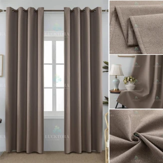 Κουρτίνα Με Κρίκους 140X265cm Lucktora AD6010-4 Καφέ 100% Blackout