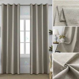 Κουρτίνα Με Κρίκους 140X265cm Lucktora AD6010-5 Μπεζ 100% Blackout