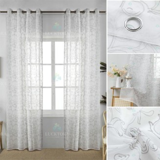 Κουρτίνα Με Κρίκους 140X270cm Lucktora AD6013-3 Λευκό-Γκρί