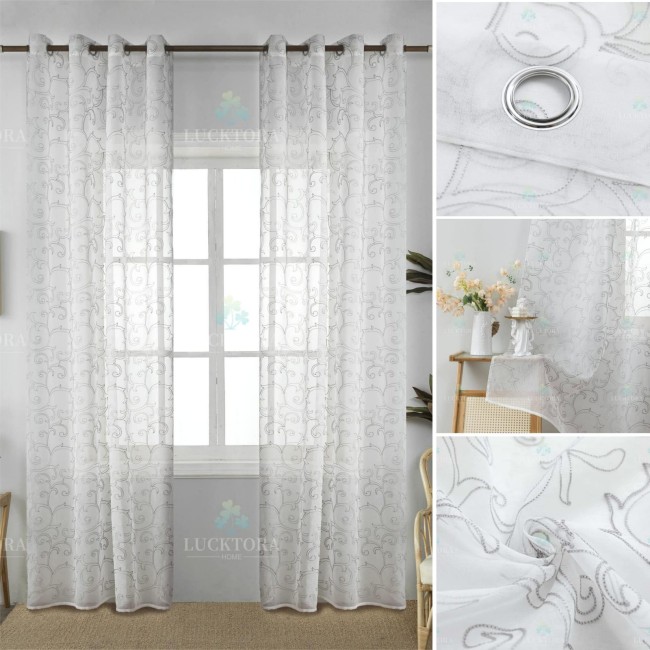 AD6013-3 Λευκό|Γκρί- Με Κρίκο - 140X270CM