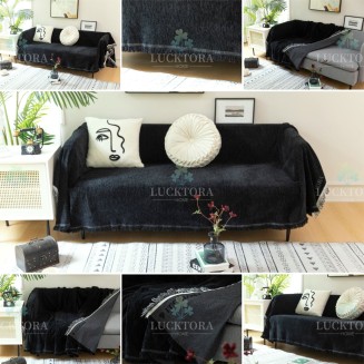 Ριχτάρι 180x200CM Lucktora Chenille C12 18 Μαυρο