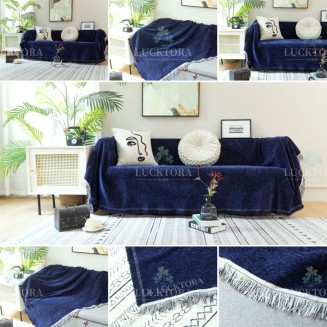 Ριχτάρι 180x200CM Lucktora Chenille C12 20 Σκουρο Μπλε