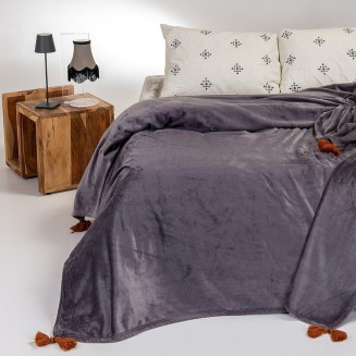 Κουβέρτα Flannel Υπέρδιπλη 220x240 Melinen Berlin Dark Grey