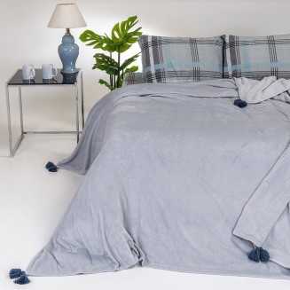 Κουβέρτα Flannel Υπέρδιπλη 220x240 Melinen Berlin Light Grey