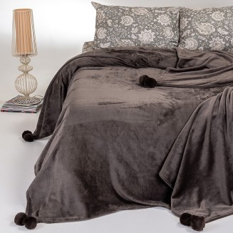 Κουβέρτα Flannel Υπέρδιπλη 220x240 Melinen Lisboa Brown Grey