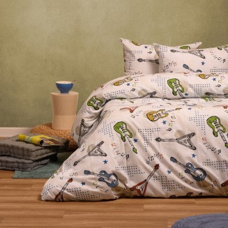 Παπλωματοθήκη Μονή 165x245 Φανελένια Melinen Winter Line Kids Music Ice
