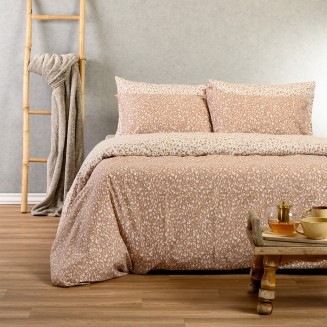 Παπλωματοθήκη Μονή 165x245 Melinen Casual Line Leo Mocca