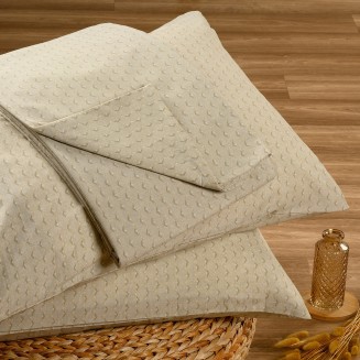 Σεντόνι Σετ 2 Τεμ. Ημίδιπλο Με Λάστιχο 120x200+32 Melinen Casual Line Mini Layla Beige