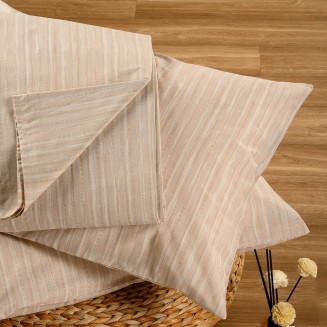 Σεντόνι Σετ 2 Τεμ. Ημίδιπλο Με Λάστιχο 120x200+32 Melinen Casual Line Mini Nika Ecru-Beige