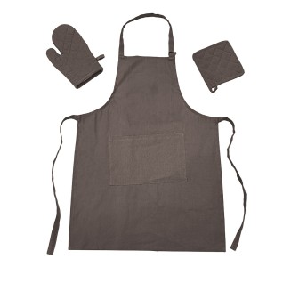 Σετ 3 Τεμαχίων Ποδιά,Πιάστρα & Γάντι Melinen Zoe Brown-Grey