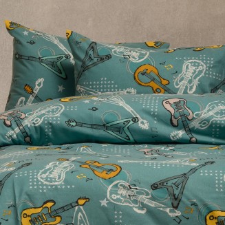 Μαξιλαροθήκες Σετ 2 Τεμαχίων Φανέλα 53x72 Melinen Winter Line Kids Music Petrol