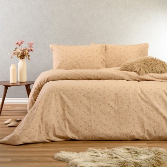 Σεντόνια Σετ Φανελένια King Size Με Λάστιχο 180x200+30 Melinen Fay Beige