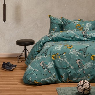 Σεντόνια Σετ Μονά 170x260 Φανελένια Melinen Winter Line Kids Music Petrol