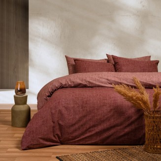 Σεντόνια Σετ King Size Με Λάστιχο 180x200+32 Melinen Casual Line Amar Berry