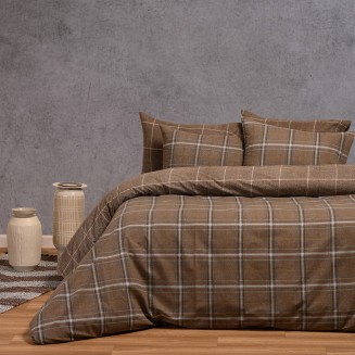 Σεντόνια Σετ King Size Με Λάστιχο 180x200+32 Melinen Ultra Line Diego Mocca