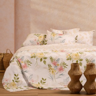 Σεντόνια Σετ King Size Με Λάστιχο 180x200+32 Melinen Casual Line Sylvie Beige