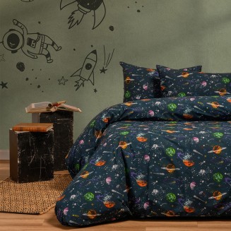 Σεντόνια Σετ Μονά 170x270 Melinen Kids Line Interstellar Blue