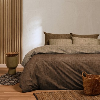 Σεντόνια Σετ Υπέρδιπλα Με Λάστιχο 160x200+32 Melinen Casual Line Amar Olive
