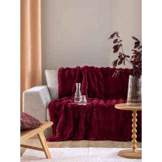 Κουβέρτα Γούνα Ημίδιπλη 160x220 Palamaiki Heather Bordo