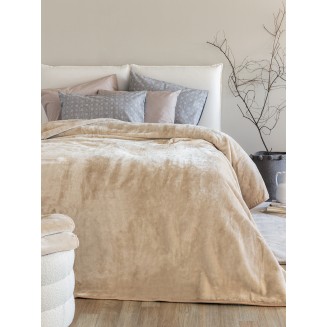 Κουβέρτα Βελουτέ Υπέρδιπλη 240x260 Palamaiki Dream Velour/4 Sandy