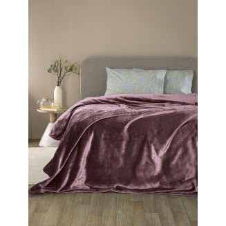 Κουβέρτα Fleece Μονή 160x220 Palamaiki Lucy Mauve