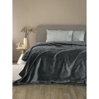 Κουβέρτα Fleece Υπέρδιπλη 220x240 Palamaiki Lucy Coal