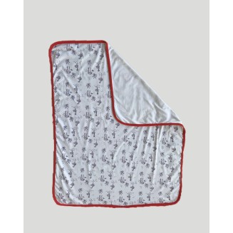 Κουβέρτα Βρεφική Βαμβακερή Λίκνου 90x70 Pennie Λευκή Με Βάτραχους και Flamingo και Ρέλι Baby Hug Κοραλί
