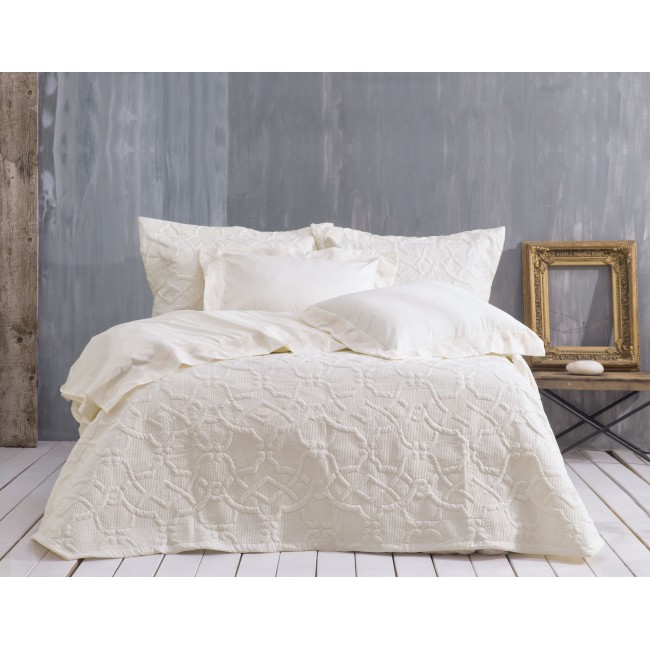 ODELIA - ΣΕΤ ΚΟΥΒΕΡΛΙ ΕΚΡΟΥ ΣΕΤ 7 ΤΕΜΑΧΙΑ (1 235X250, 2 240X260, 4 50X70) ΕΚΡΟΥ