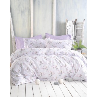Σεντόνια Σετ Υπέρδιπλα Με Λάστιχο 165x205+29 Rythmos Diva Bouquet Λιλά