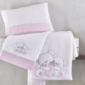 Σεντόνια Σετ Κούνιας 100x160 Με κεντημα Rythmos Cuddles Poz