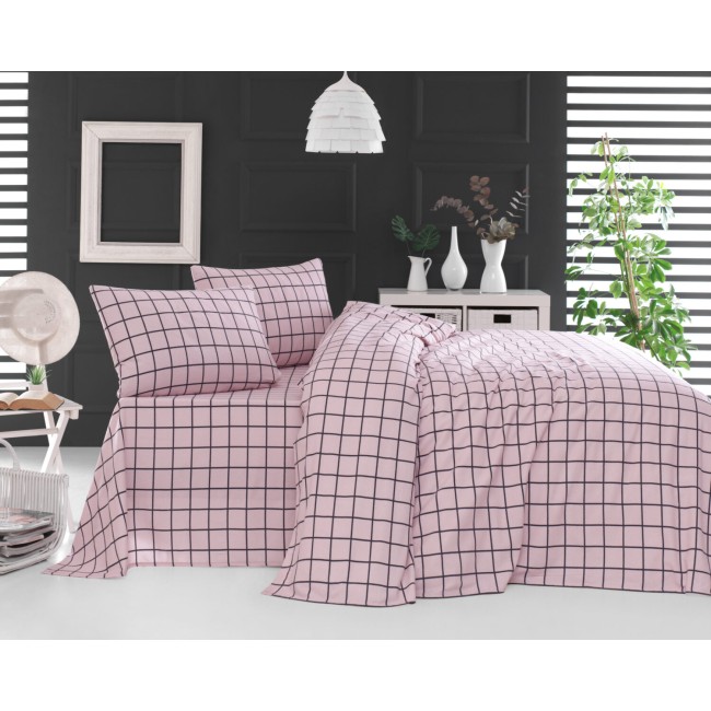 SQUARES ΡΟΖ - ΣΕΤ ΠΑΠΛΩΜΑΤΟΘΗΚΗ ΦΑΝΕΛΕΝΙΑ ΥΠΕΡΔΙΠΛΟ (220X250) ΡΟΖ