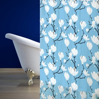 Κουρτίνα Μπάνιου Πλαστική Peva 180x180 San Lorentzo White Lilies