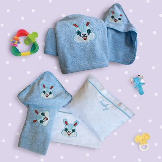 Kάπα Βebe Με Κουκούλα 75x75 SB Home Sbaby Bunny Blue