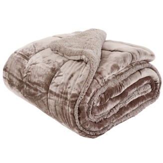 Κουβερτοπάπλωμα Mονό 160x240 SB Home Flannel-Sherpa Luster Beige Warm