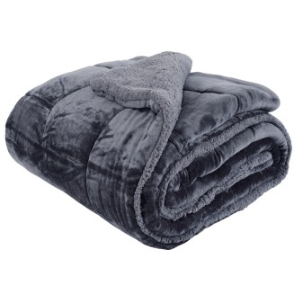 Κουβερτοπάπλωμα Υπέρδιπλο 220x240 SB Home Flannel-Sherpa Luster Carbone Warm