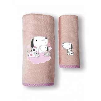 Σετ Πετσέτες Bebe 2 Τεμ. SB Home SBaby Puppy Pink