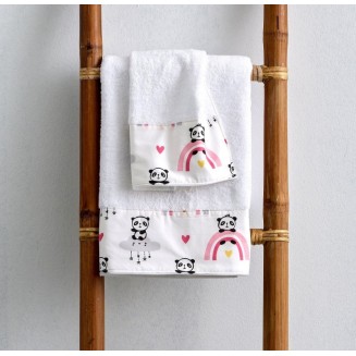 Πετσέτες Σετ 2 Τεμαχίων Με Φάσα SB Home SBaby Panda Pink