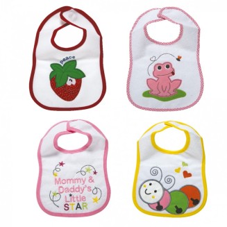 Σαλιάρες Σετ 4 Τεμαχίων 25x30 SB Home Senses Baby Bibs Pink No2