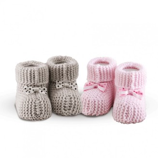 Πλεκτά Παπουτσάκια Αγκαλιάς Σετ 2 Ζεύγη SB Home Baby Shoes No9