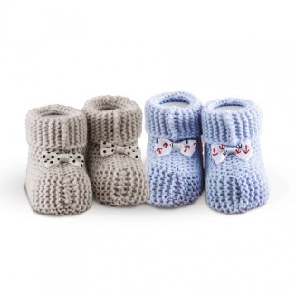 Πλεκτά Παπουτσάκια Αγκαλιάς Σετ 2 Ζεύγη SB Home Baby Shoes No8