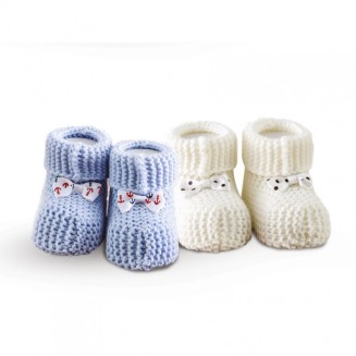 Πλεκτά Παπουτσάκια Αγκαλιάς Σετ 2 Ζεύγη SB Home Baby Shoes No6